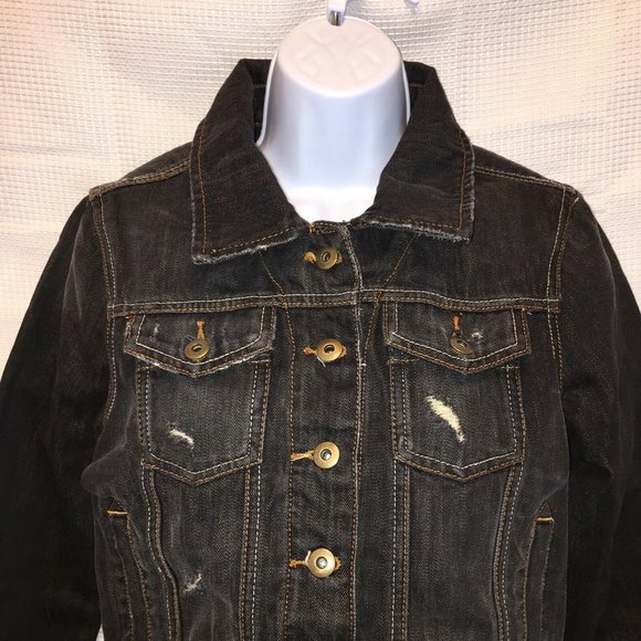 Millau womans small  Denim Jean Jacket Cropped dis - Picture 3 of 6